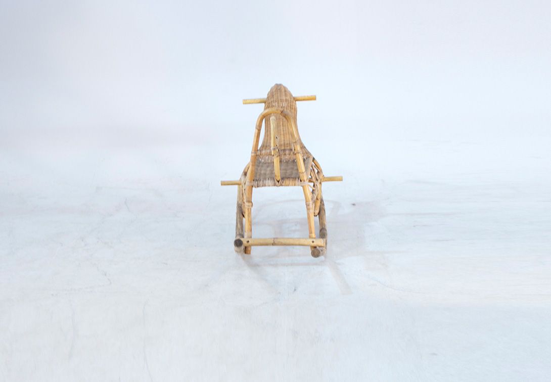 Foto Knitted Wooden Rocking Horse GDR 1967 h57x110x51