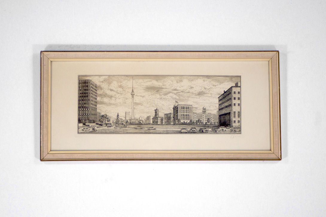 Foto Berlin TV Tower 1964 Coal Sketch 16D12