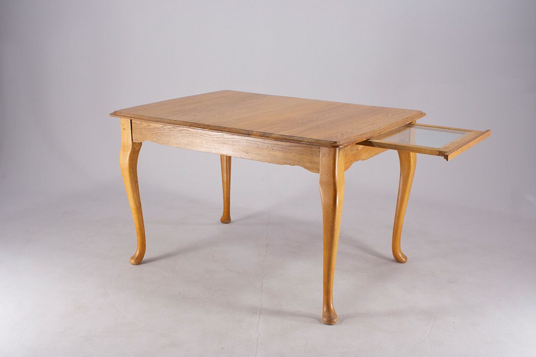 Foto Cherry Wooden Kitchen Table with Glass Drawer 1910 h77x126x94