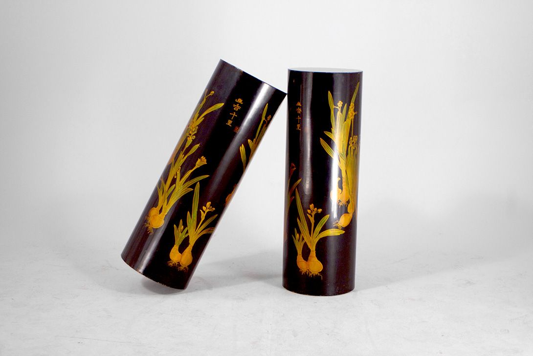 Foto Floral Chinese Antique Wooden Column 1890 h90x30cm