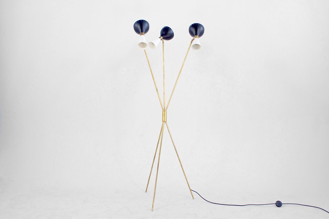 Foto Three-Armed Black &#038; White Floor Lamp h175