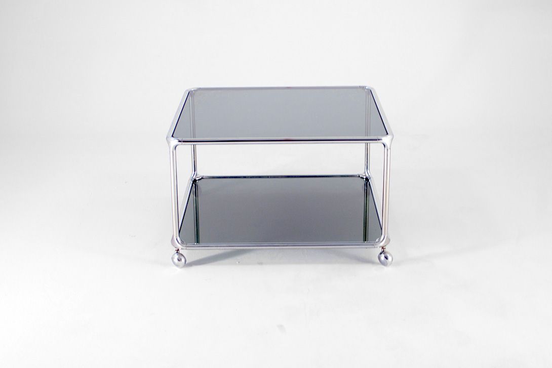 Foto Glass Tray Living-room Table on Wheels h39x64x64