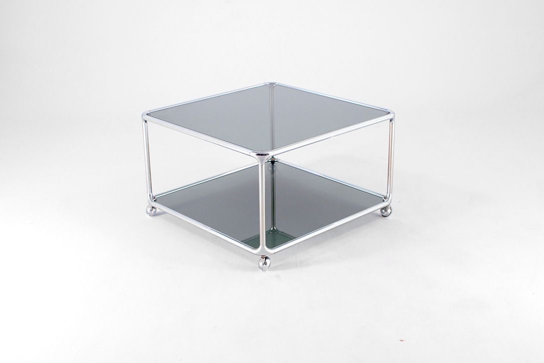 Foto Glass Tray Living-room Table on Wheels h39x64x64