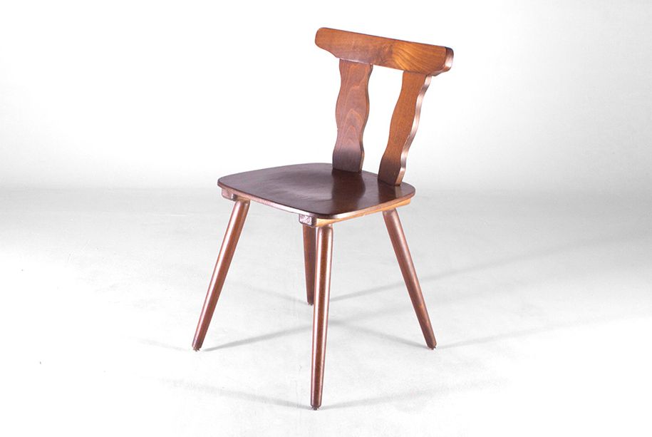 Foto Red Oak Wooden Kitchen Chair