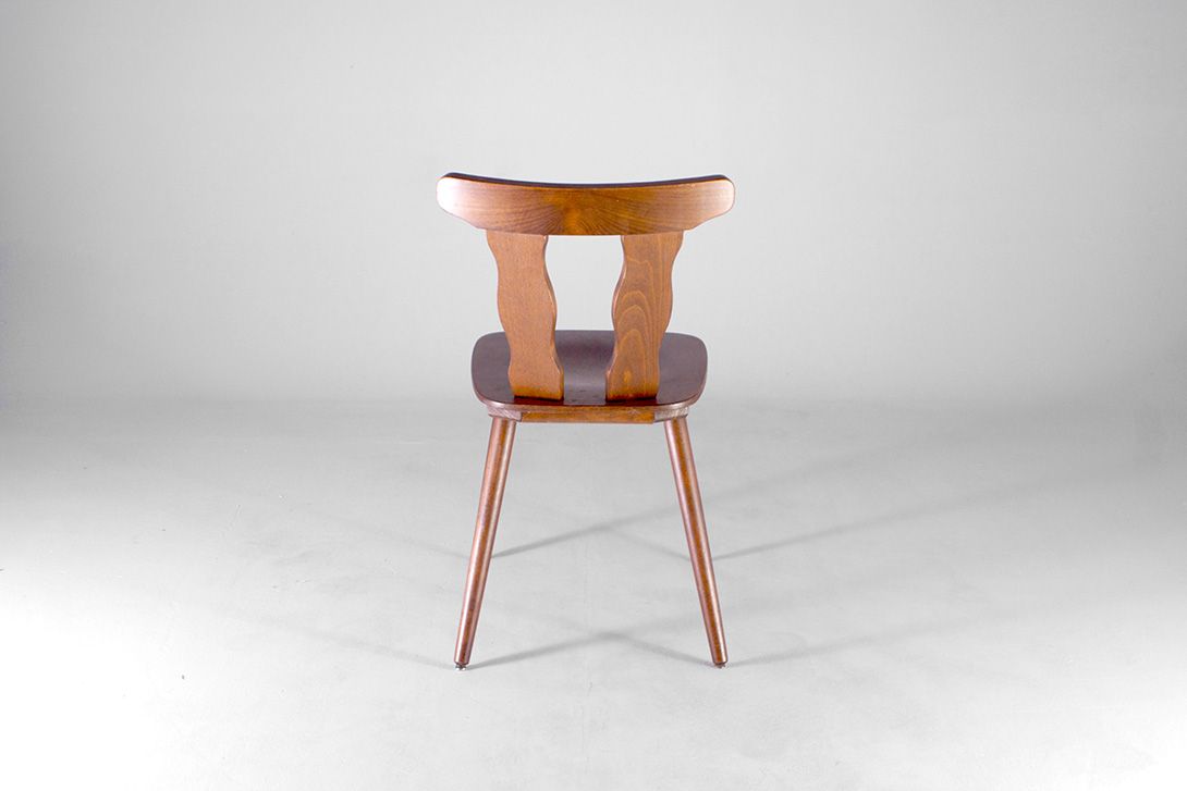 Foto Red Oak Wooden Kitchen Chair