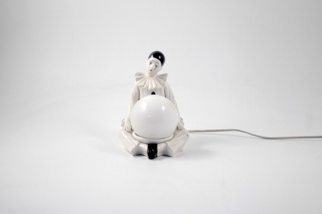 Foto Desk Lamp Pierrot Clown French Ceramic Figurine France 1965 h21