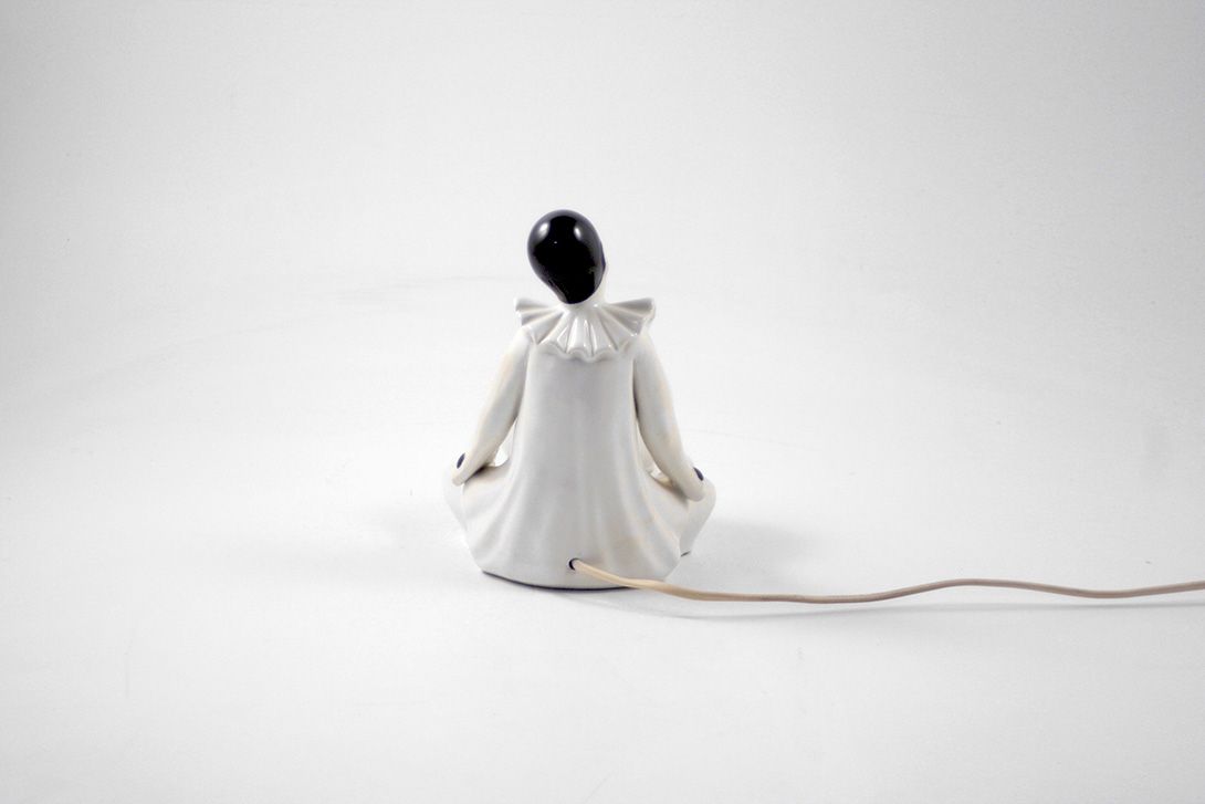 Foto Desk Lamp Pierrot Clown French Ceramic Figurine France 1965 h21