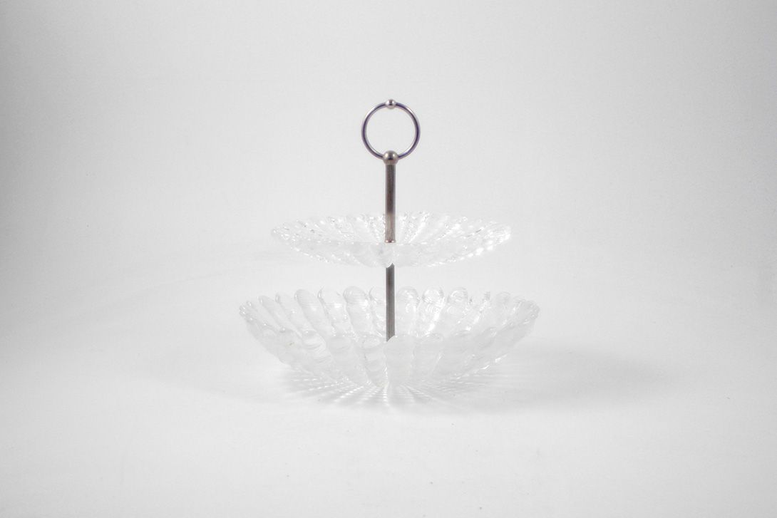 Foto Crystal Cake Stand Etagere England 1950