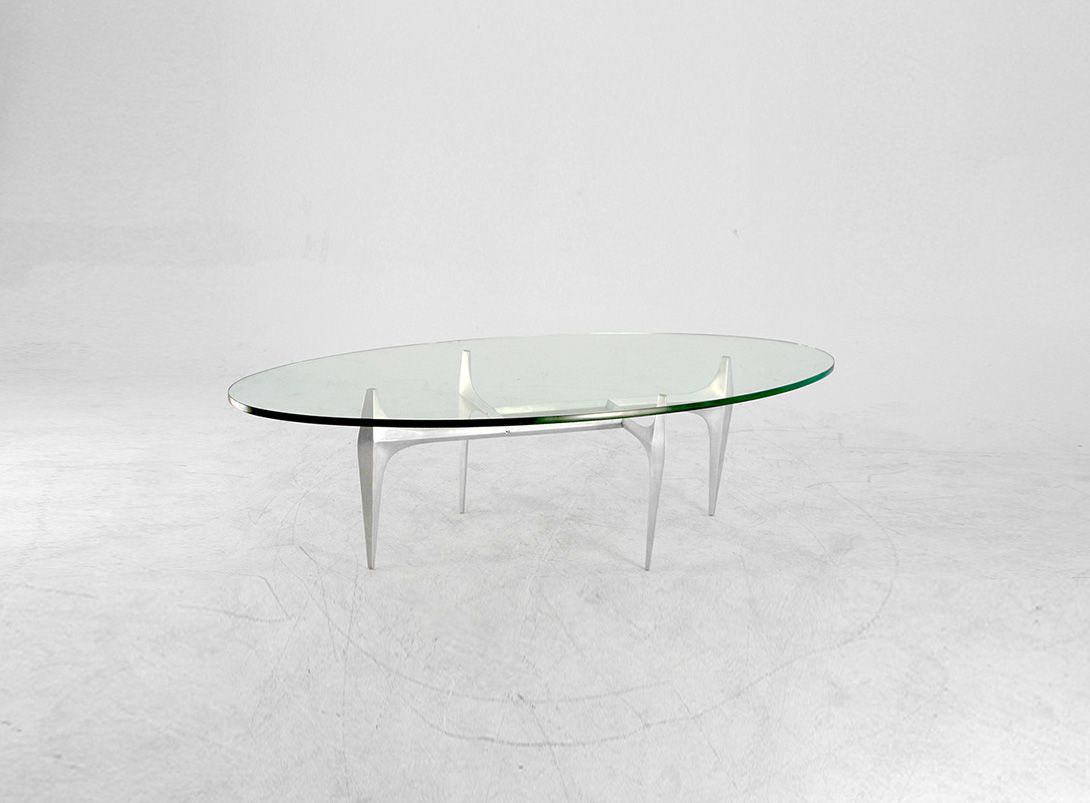 Foto Massive Glass Table with Metal Base h48x171x74