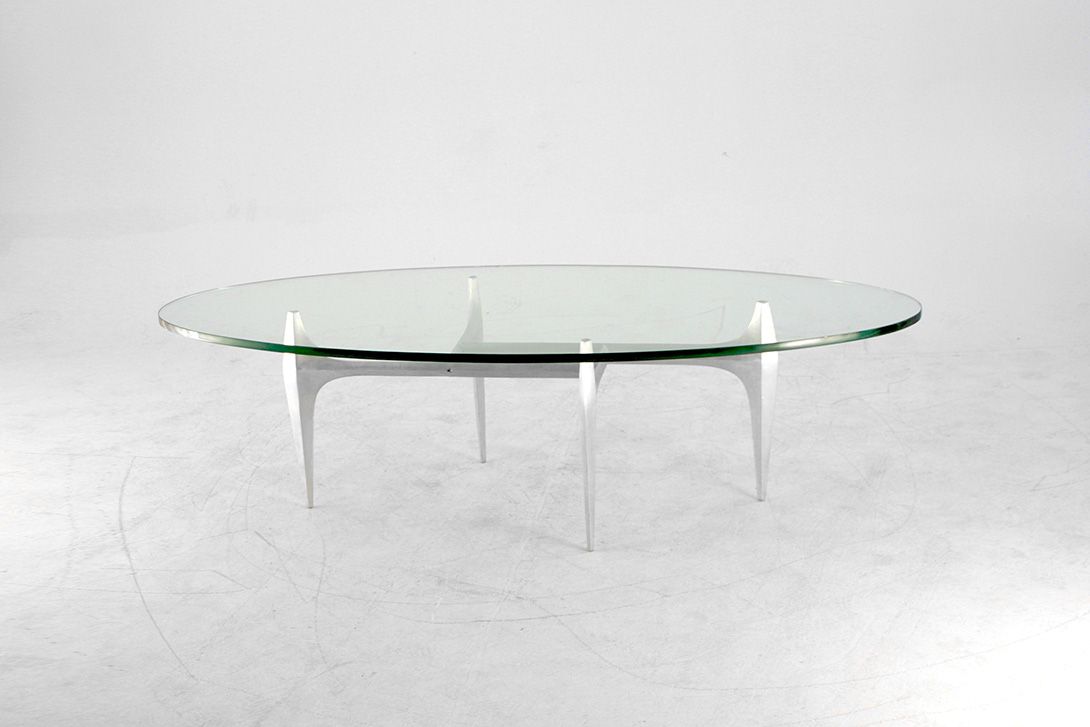 Foto Massive Glass Table with Metal Base h48x171x74