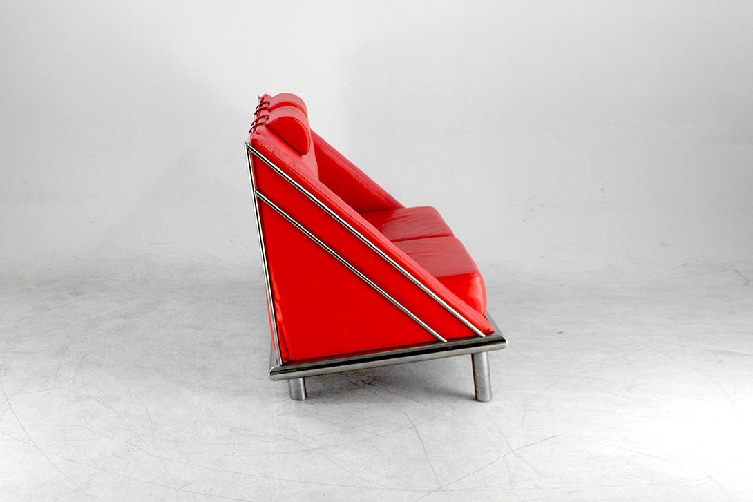 Foto Red Leather Memphis Two Seater Sofa
