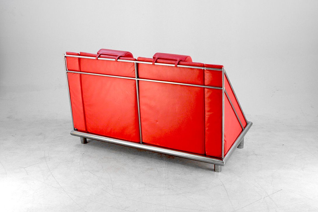 Foto Red Leather Memphis Two Seater Sofa
