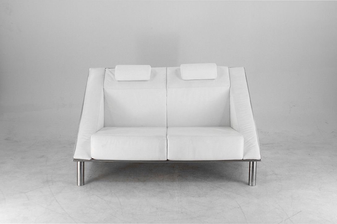 Foto White Leather Memphis Two Seater Sofa