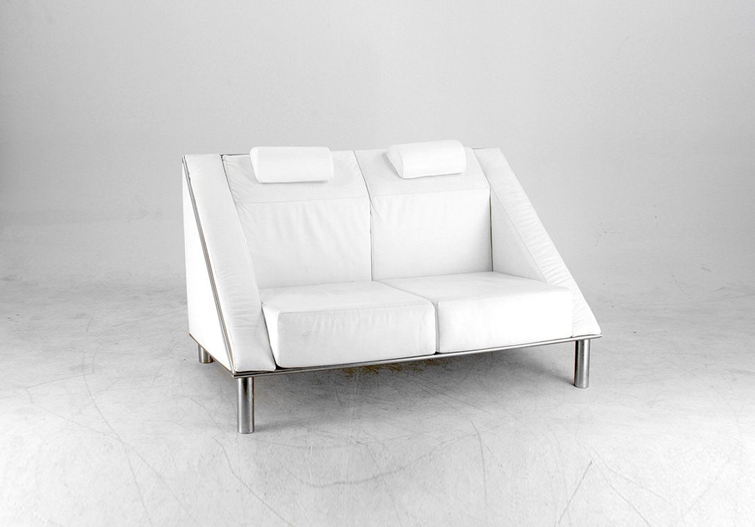 Foto White Leather Memphis Two Seater Sofa