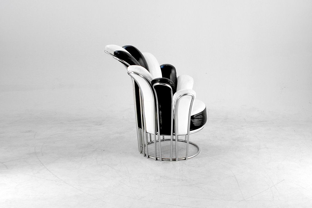 Foto Black and White Royal Flower Memphis Armchair