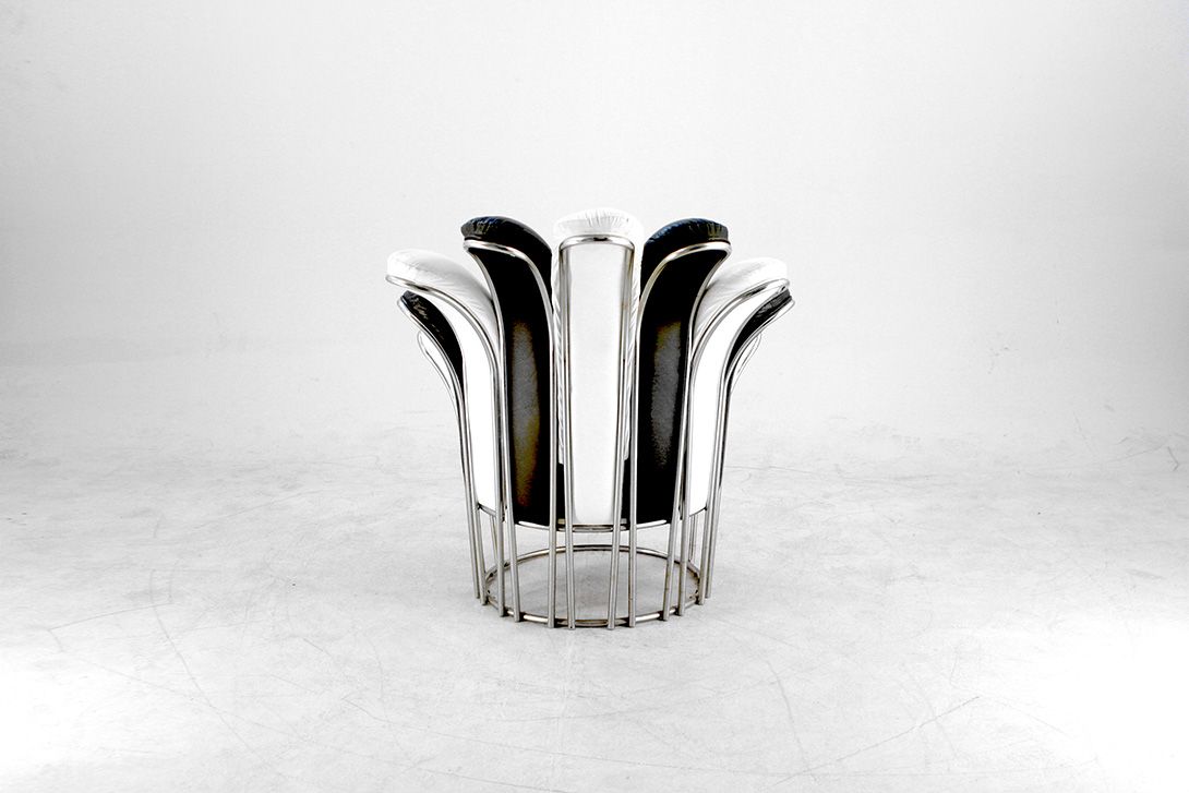 Foto Black and White Royal Flower Memphis Armchair
