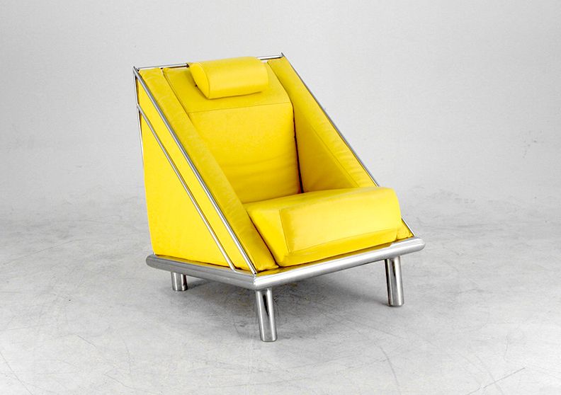 Foto Yellow Leather Memphis Armchair
