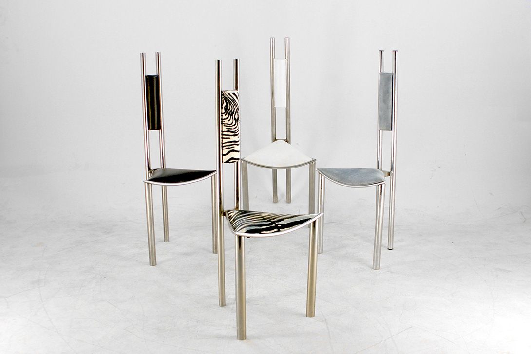 Foto Velvet Zebra Pattern Memphis Design Chair