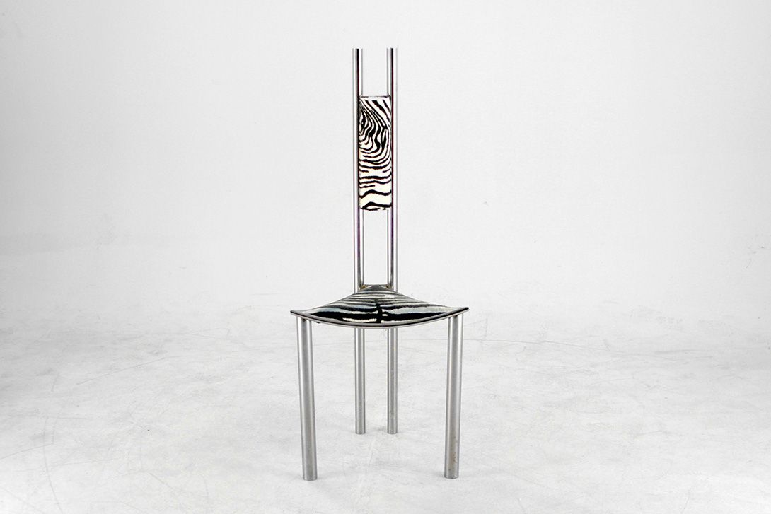 Foto Velvet Zebra Pattern Memphis Design Chair