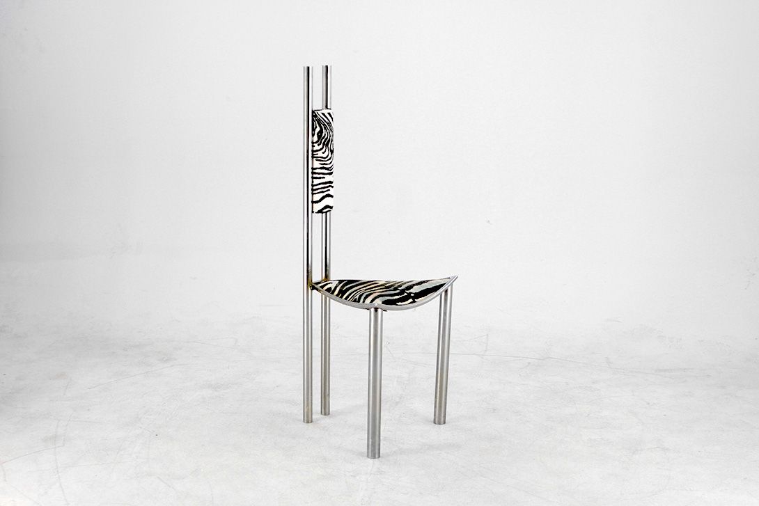 Foto Velvet Zebra Pattern Memphis Design Chair