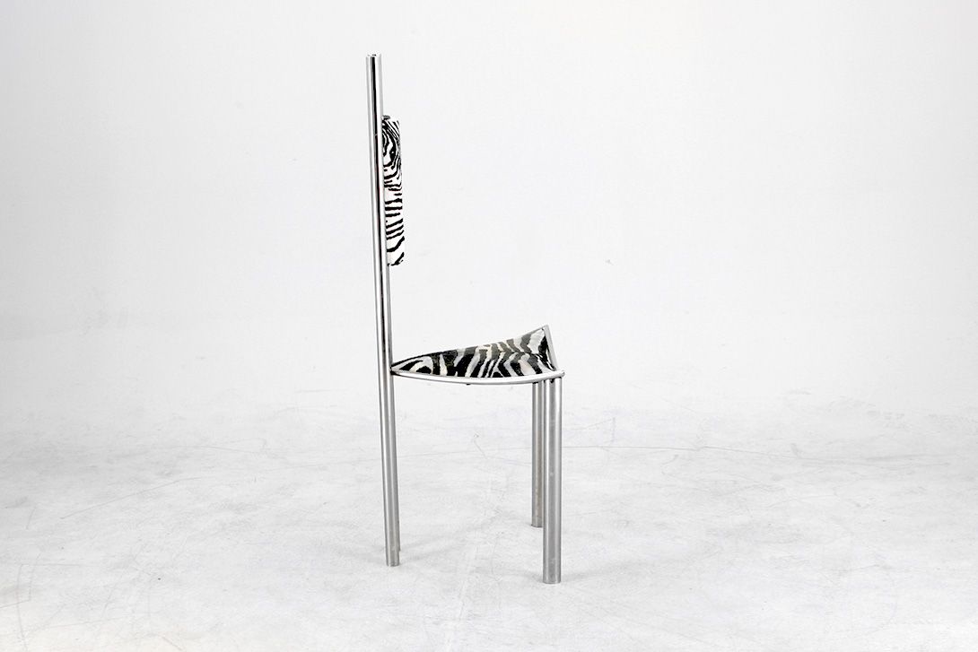 Foto Velvet Zebra Pattern Memphis Design Chair