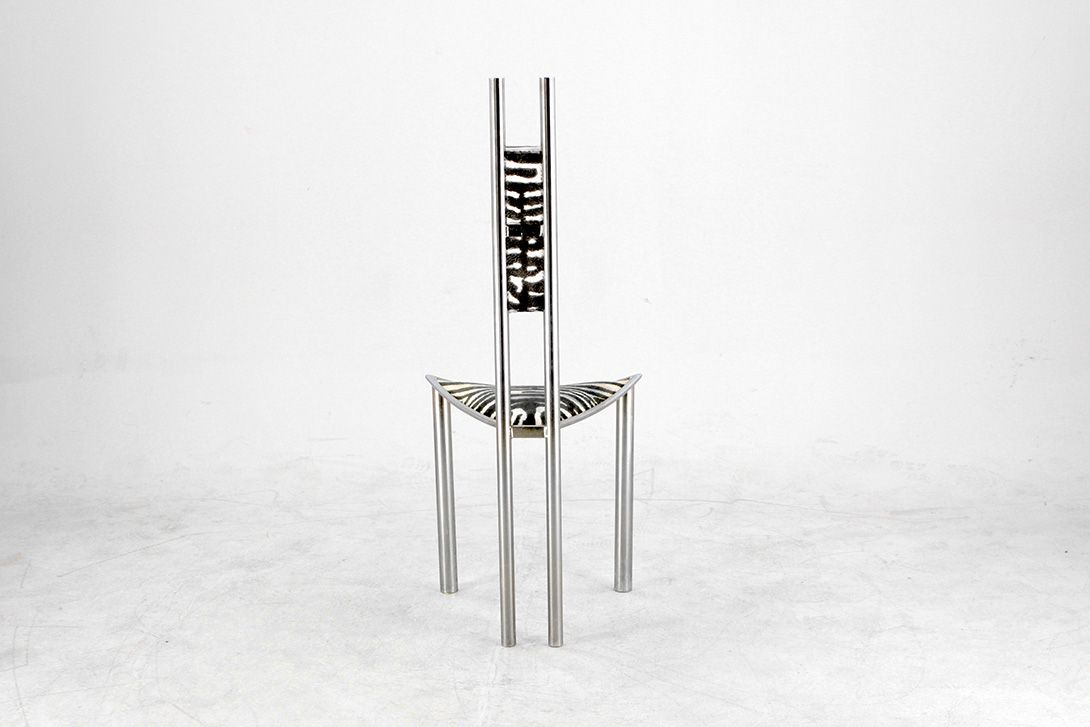 Foto Velvet Zebra Pattern Memphis Design Chair