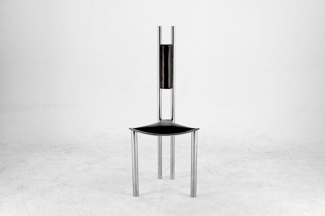 Foto Black Leather Memphis Design Chair