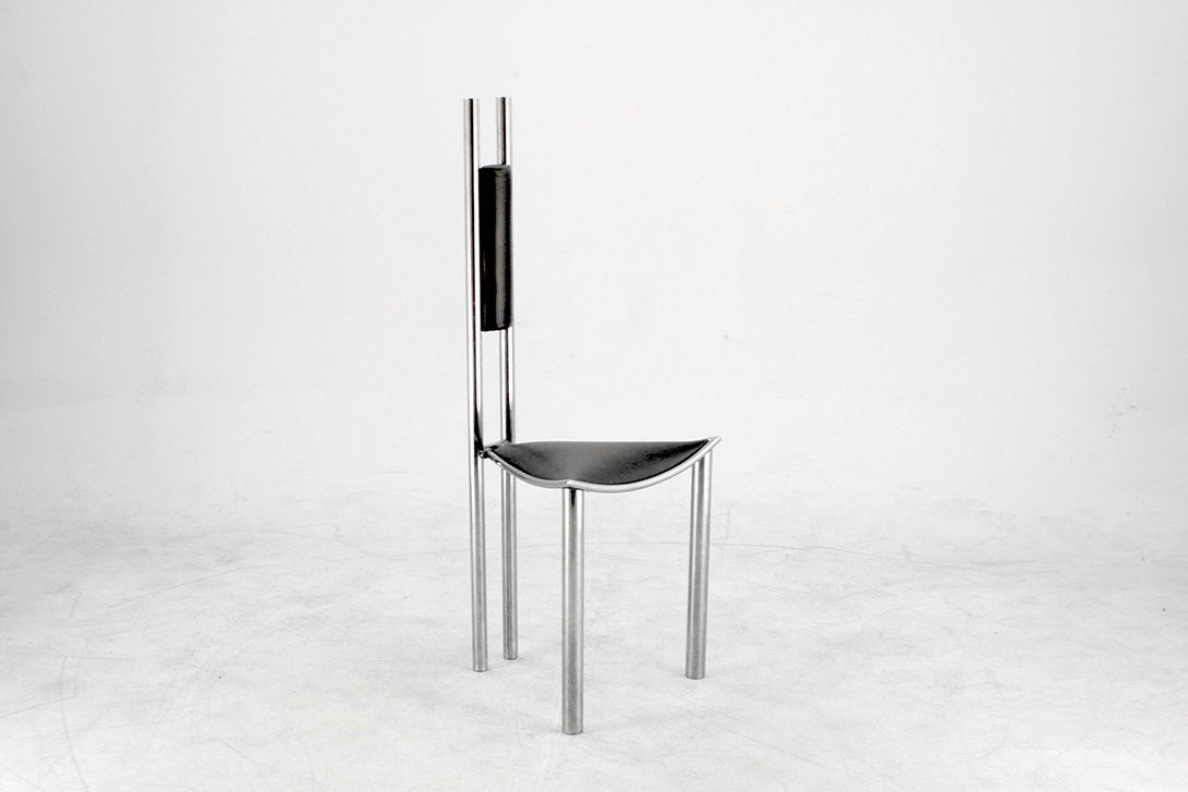 Foto Black Leather Memphis Design Chair
