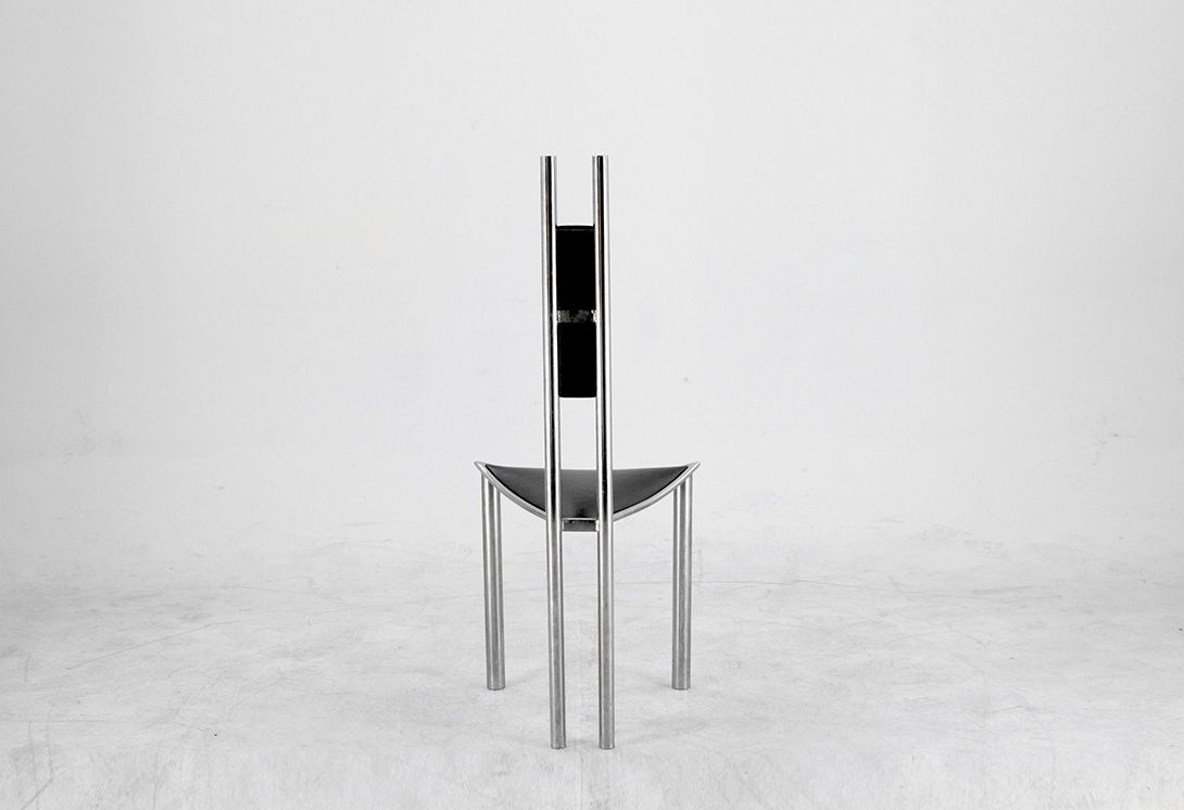 Foto Black Leather Memphis Design Chair