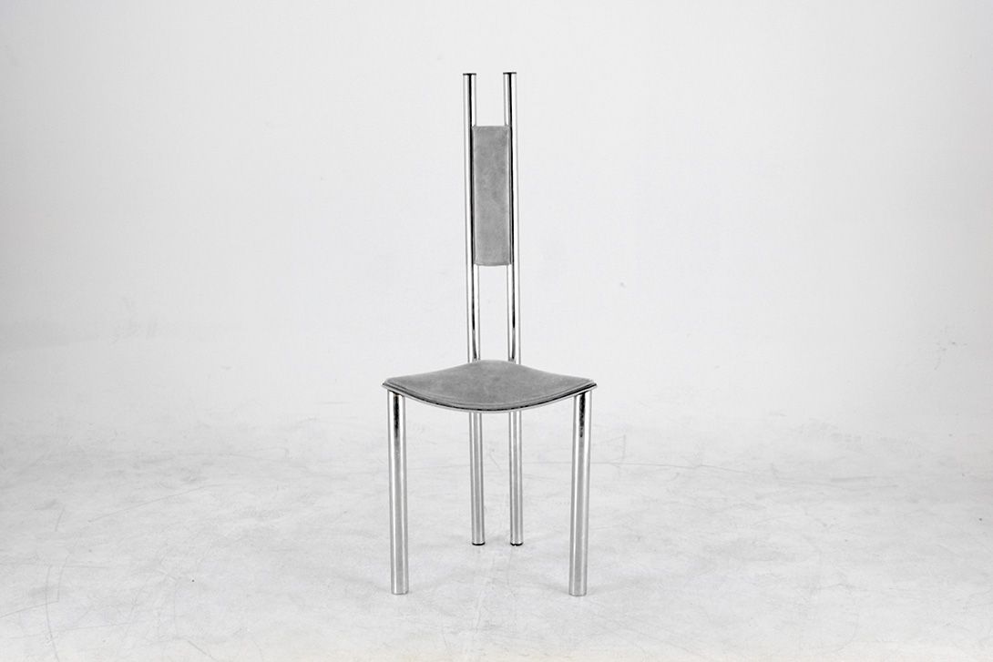 Foto Grey Velvet Memphis Style Chair