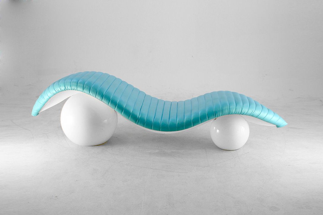 Foto Sky Blue Leather WD Design Relaxing Daybed