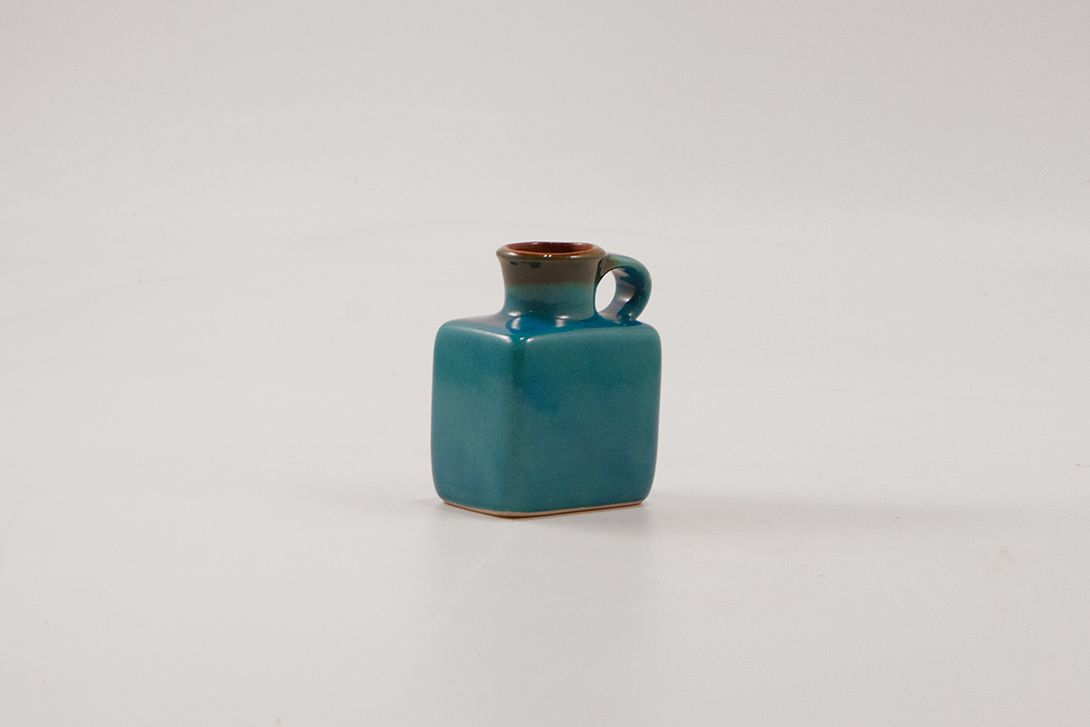 Foto Tiny Psychedleic Blue Square Jug Vase France 1958 h11 D5
