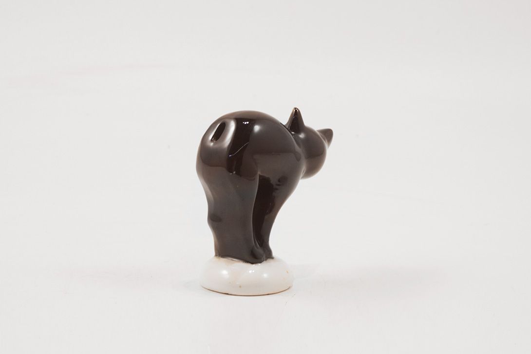 Foto Porcelain Cat Arched Back Vase h10x10x6
