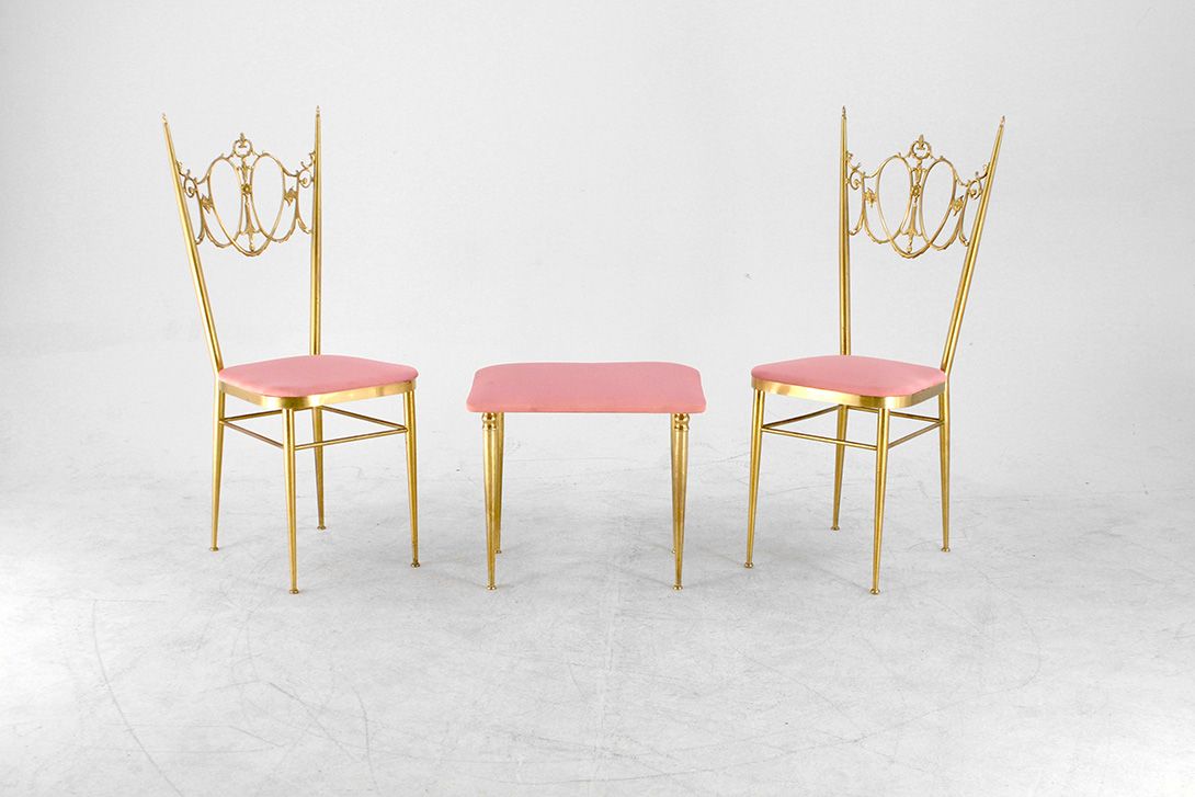 Foto Rose Seater Stool with Golden Metal Legs h43x51x37