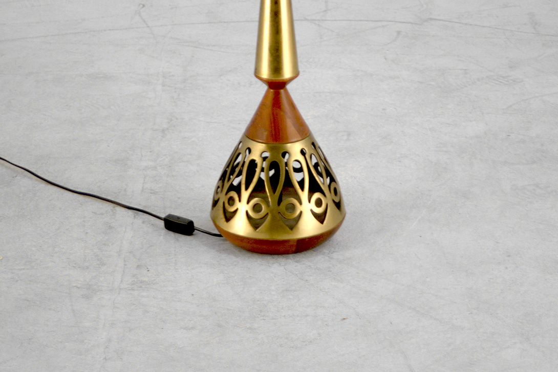 Foto Brass and Wood Table Lamp San Francisco 1965 h90