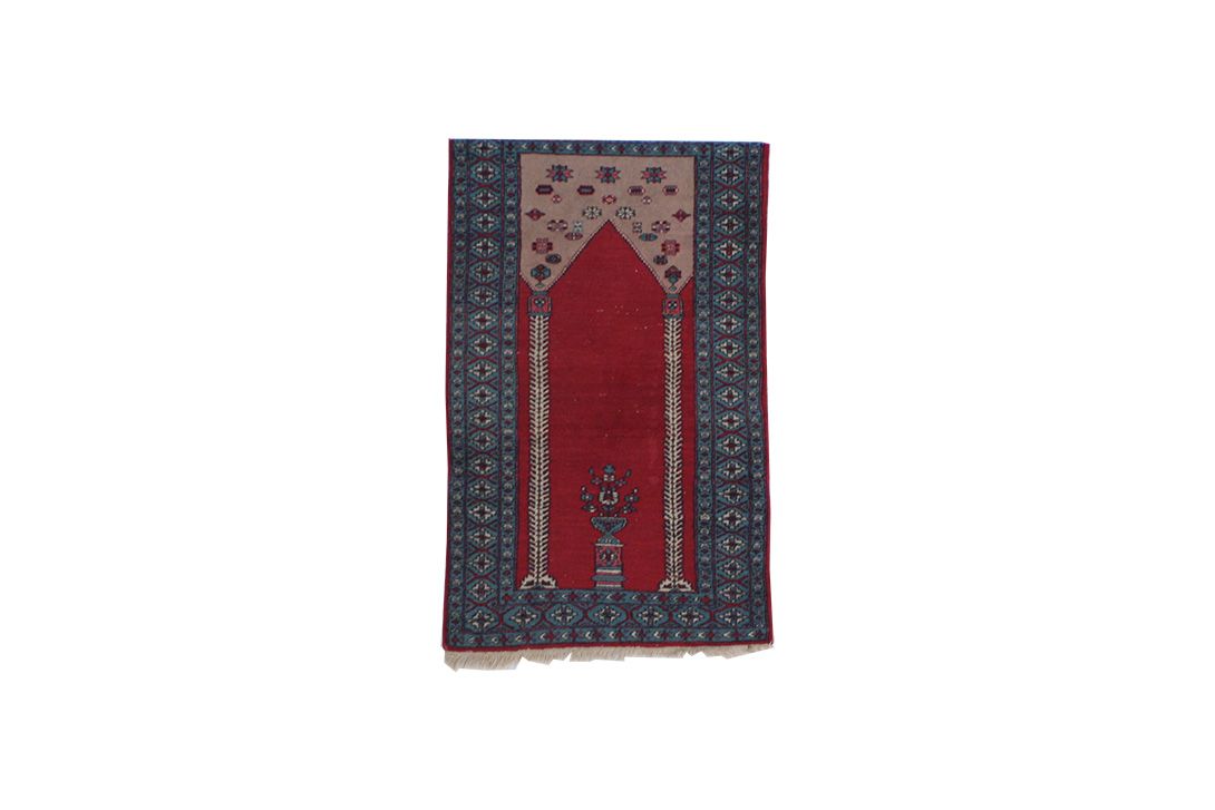 Foto Blue and Red Detailed Persian Carpet 136x80cm 0075