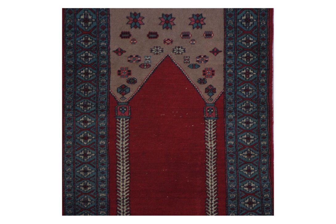 Foto Blue and Red Detailed Persian Carpet 136x80cm 0075