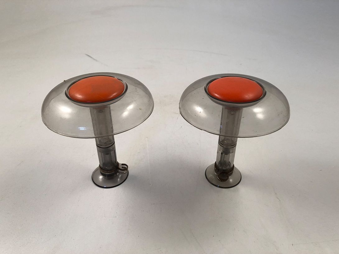 Foto Round Plastic Wardrobe Hook 1970 with Orange Dot 12x10cm