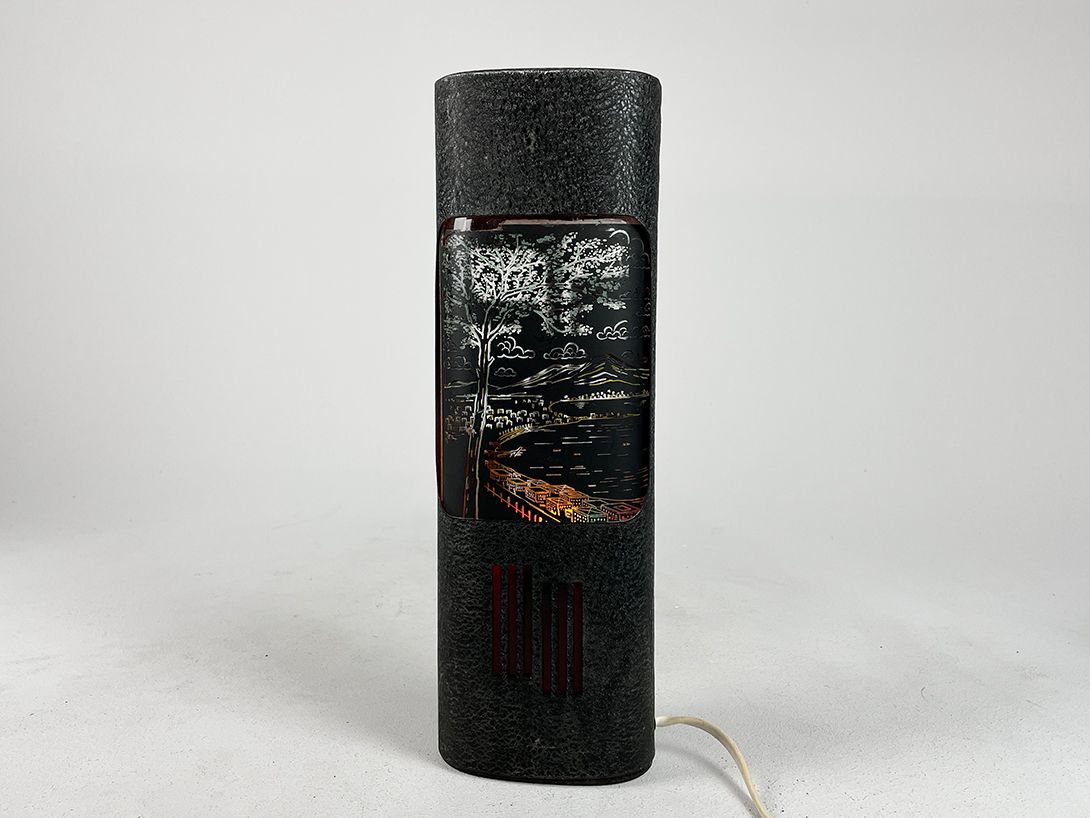 Foto Colorful Lit Desk Lamp with Japanese Landscape h37 RG2