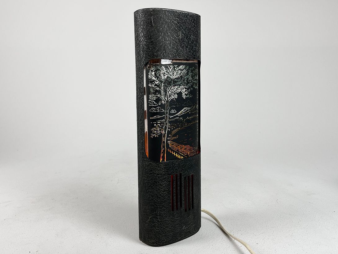 Foto Colorful Lit Desk Lamp with Japanese Landscape h37 RG2