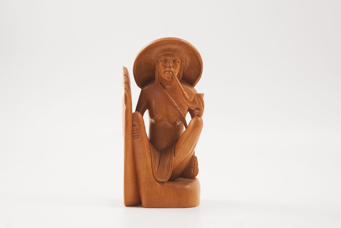 Foto Bookends Woman and Man With Smoking Pipe And Big Feet