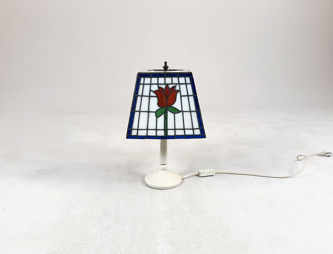 Foto Desk Lamp with Square Tiffany Style Lampshade h47 RA4