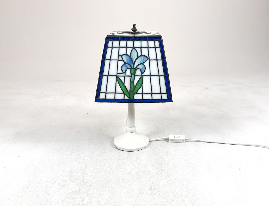 Foto Desk Lamp with Square Tiffany Style Lampshade h47 RA4