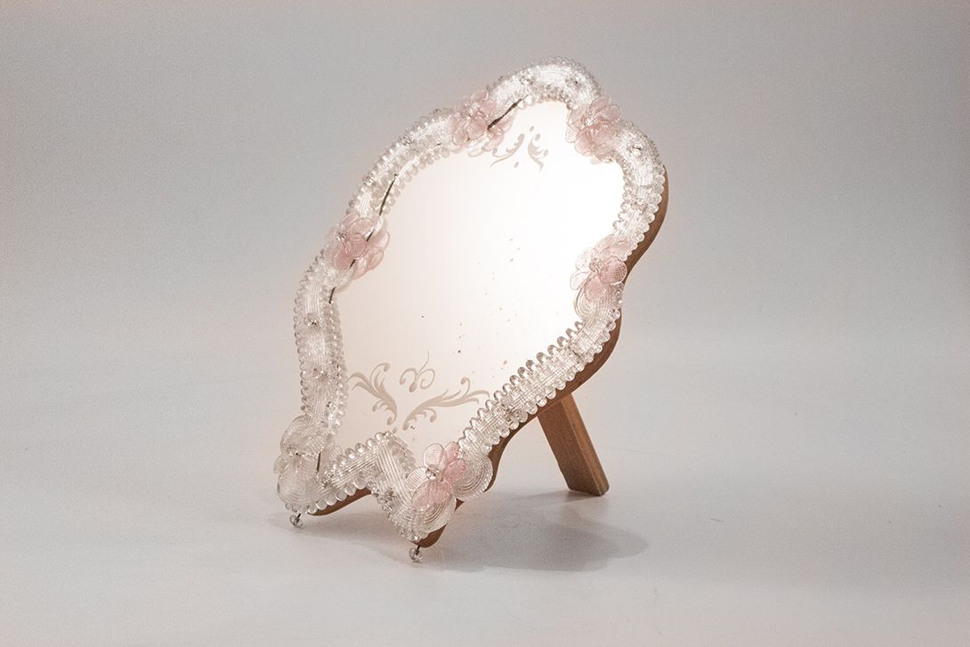 Foto Venetian Five Rose Flower Murano Make-Up Mirror 1920 h33x32