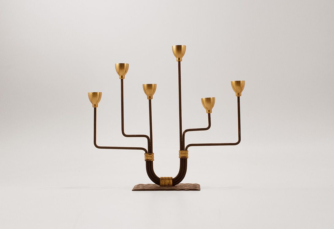 Foto Cast Iron Golden Candleholder h40x45x10