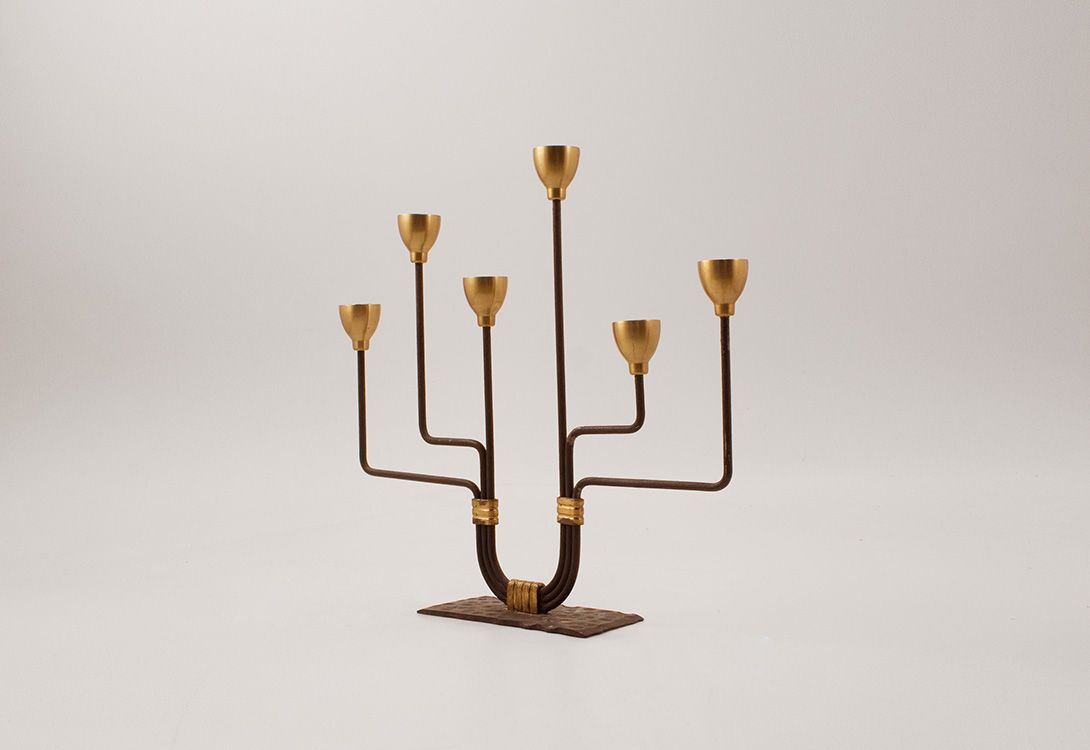 Foto Cast Iron Golden Candleholder h40x45x10