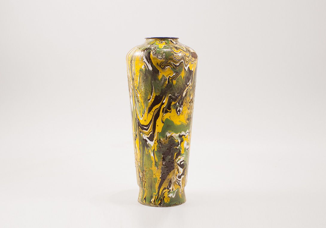Foto Yellow Green Metal Vase h37
