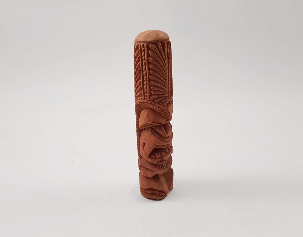 Foto Tiki Sculpture Polynesia Wood 1960 h27x5