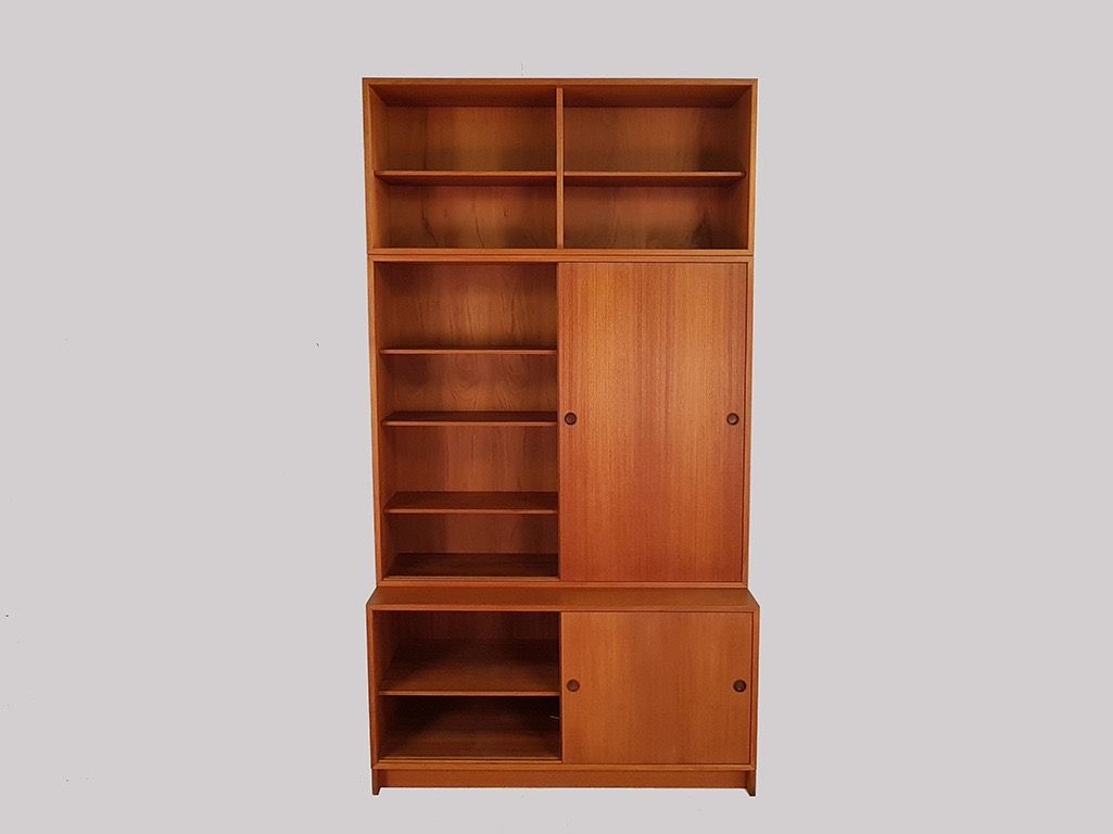 Foto Big Teak Cabinet with Shelves Denmark 1962 h250x54x135