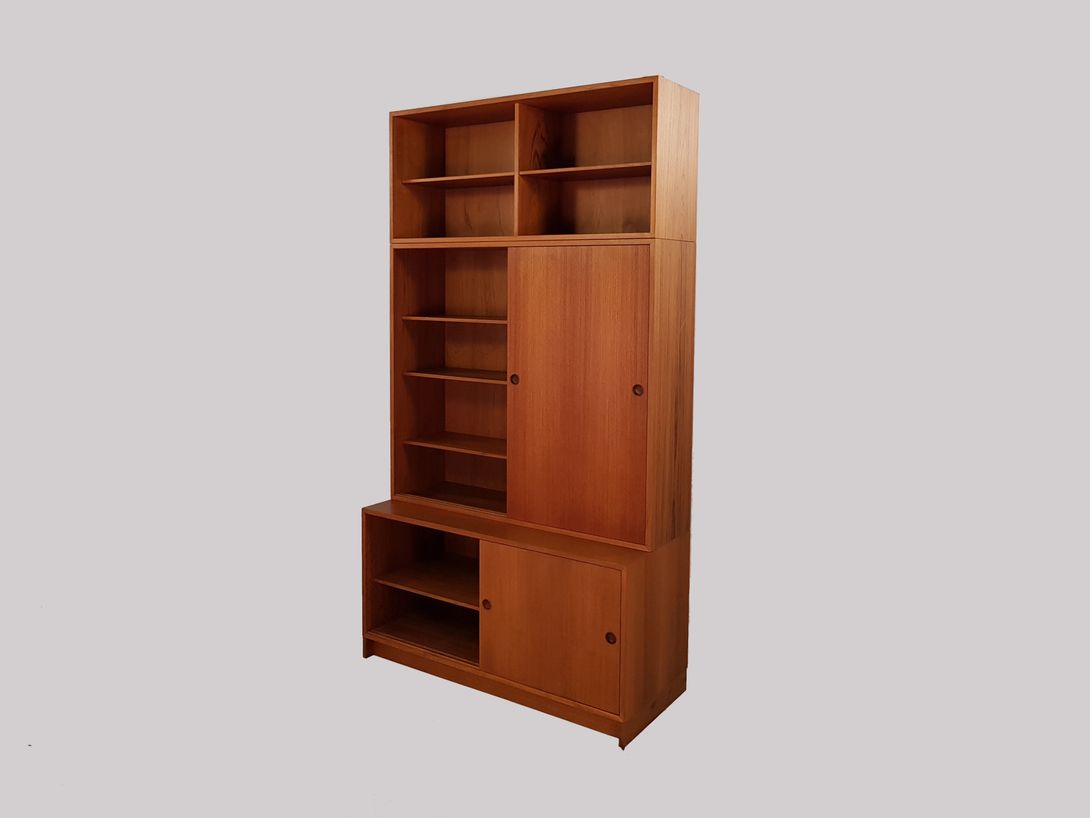 Foto Big Teak Cabinet with Shelves Denmark 1962 h250x54x135
